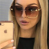 New Fashion Women's Oversize Rimless Square Bee Sunglasses