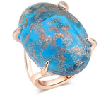 Rose Gold Color Oval Cabochon Imitation Stone Ring R42