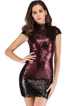 Sexy Wine Red sequins luxury Backless bodycon dress 62