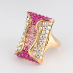 Gold Color Colorful Cubic Zirconia Ring R1