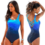 Women's Push Up Swimwear Criss-Cross Back One-piece Bathing Suit