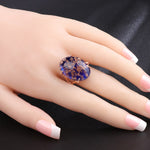 Rose Gold Color Oval Cabochon Imitation Stone Ring R42