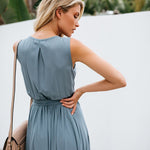 Sexy V Neck Backless Strap, Maxi Dress  02