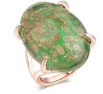 Rose Gold Color Oval Cabochon Imitation Stone Ring R42