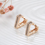 Rose Gold Color with Black and Colorless Cubic Zirconia Huggies Back Earrings E35