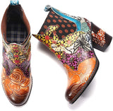 Ankle, High Heeled PU Leather Print Boots 27