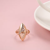 Rose Gold Color Hollowed Out Marquise Shape with Cubic Zirconia Ring