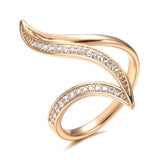 Rose Gold Color Hyperbole Curve  Ring With Cubic Zirconia Ring R16