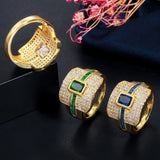 Yellow Gold Green & Colorless Cubic zirconia Ring R70