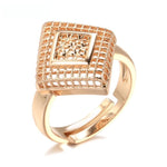 Gold Color Unique Hollow Diamond Pattern Ring R21