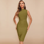 Sleeveless Knee Length Elegant Turtleneck Bandage Dress 144