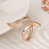 Rose Gold Color Hyperbole Curve  Ring With Cubic Zirconia Ring R16