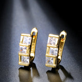 Gold & Silver Color Square Cubic Latch Back Lock Earrings E29