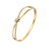 Classic Design Cross Semicircle Knot with Cubic Zirconia Bracelet Bangle B10