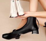 Ankle Boots, Square Toe, Zipper Closure, Square Heels Comfortable Pu Leather Boots 78