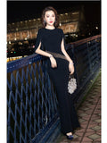 Black Half Sleeve Elegant Mermaid Evening Dress 66