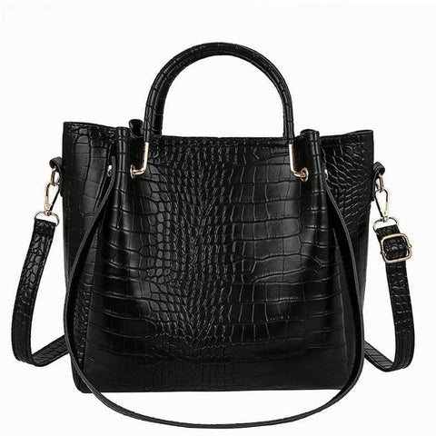 (02) Tote PU Leather Alligator Pattern Style Handbag