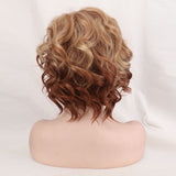 Short Wavy Fluffy Blonde Light Brown Bob Synthetic Wig (50)