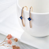 Rose Gold Color Blue & Colorless Cubic Zirconia  Hook Earrings E36