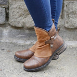 Ankle Height, Plush Lining, Zipper Closure with Belt Strap accessory Low Heel Pu Leather Boots 51