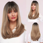 Long Straight Hair Multi Colored Synthetic Wigs with Bangs (37)