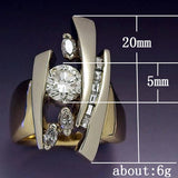 Gold Color Geometric Shape Hiphop Party Stylish Finger Rings with Cubic Zirconia  R45