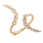 Rose Gold Double Curved Arrow Ring With Cubic Zirconia Ring R7