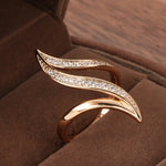 Rose Gold Color Hyperbole Curve  Ring With Cubic Zirconia Ring R16