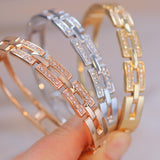 Classic Women's Hollow Link Bracelets with Cubic Zirconia B18