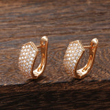 Geometric Shaped Rose Gold Color Cubic Zirconia Latch Back Earrings E7