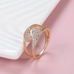 Rose Gold Ring Geometry Wedges With Cubic Zirconia Ring R12