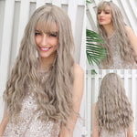 Long Multi Colored Water Wave Synthetic Wigs with Bangs (36)