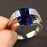 Deep Blue Fancy Cut Silver Color Rings R53