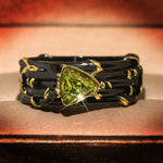 Gothic Black Tree Branch with Triangular Yellow Cubic Zirconia Ring R68