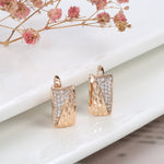 Rose Gold Color Cubic Zirconia Patterned Latch Back Earrings E26