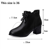 Ankle High Mid Heels, Scalloped Patchwork Black Boots with Zipper Closure 62