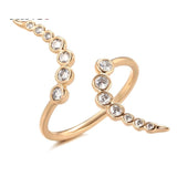 Rose Gold Double Curved Arrow Ring With Cubic Zirconia Ring R7