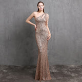 Elegant Asymmetrical Sequined Evening Dress 94