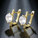 Gold & Silver Color Round Cubic Zirconia Latch Back Earrings E20