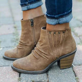 Ankle Height Medium-Heels Vintage Pu Leather Boots 45