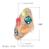 Rose Gold Color Colorful Imitation Opal And Multi-Colored Cubic Zirconia Ring R2