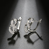 Gold & Silver Color Cubic Zirconia Geometrically Shaped Latch Back Earrings E6