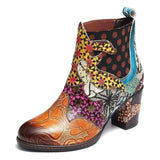 Ankle, High Heeled PU Leather Print Boots 27