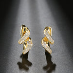 Gold & Silver Color Cubic Zirconia Geometrically Shaped Latch Back Earrings E6