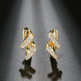 Gold & Silver Color Cubic Zirconia Geometrically Shaped Latch Back Earrings E6