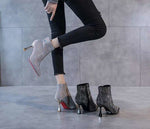 Sequined Ankle High, Thin High Heels Boots 67