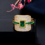 Yellow Gold Green & Colorless Cubic zirconia Ring R70