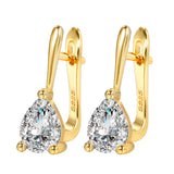 Gold & Silver Color Pear Cubic Zirconia Latch Back Earrings E28