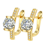 Gold & Silver Color Round Cubic Zirconia Latch Back Earrings E20