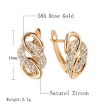 Rose Gold Color Geometric Shape Cubic Zirconia English Lock Earrings